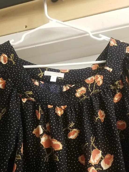 LC Lauren Conrad Black Floral Peasant Top with Peach Blooms - Picture 3 of 3